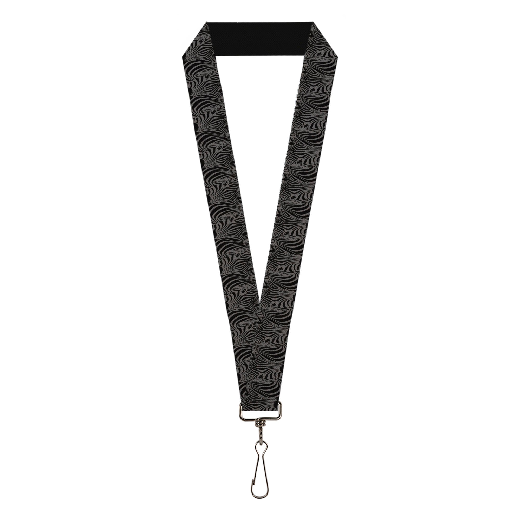 Lanyard - 1.0" - Zebra Head Black Gray Lanyards Buckle-Down