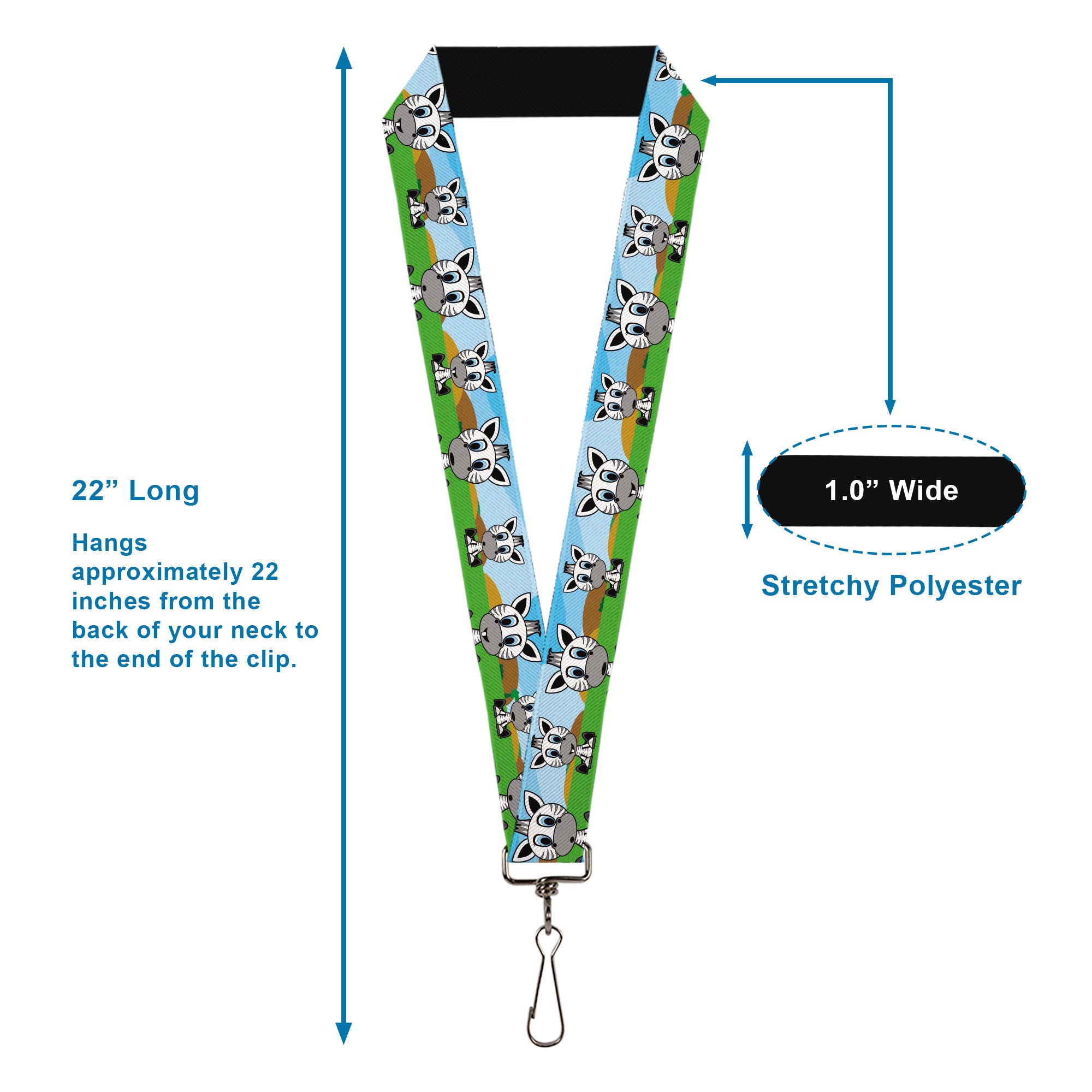 Lanyard - 1.0" - Zebra Cartoon Lanyards Buckle-Down