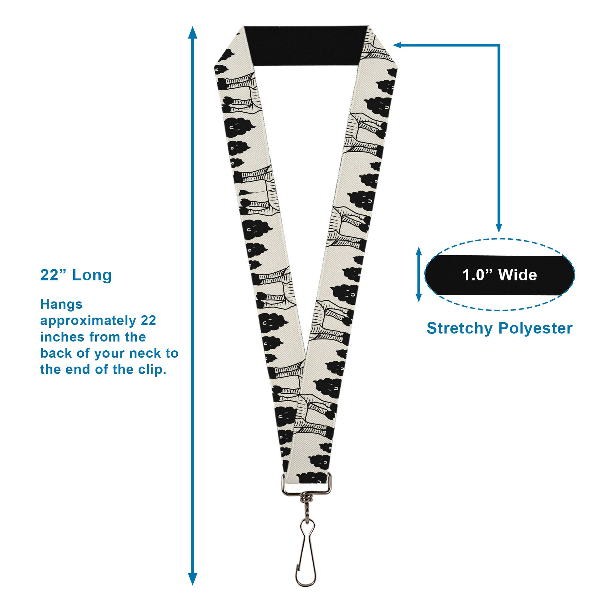 Lanyard - 1.0" - Zebra Poops Off-White Black Lanyards Buckle-Down