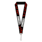Lanyard - 1.0" - Zombies Y U NO DIE Black White Red Lanyards Buckle-Down