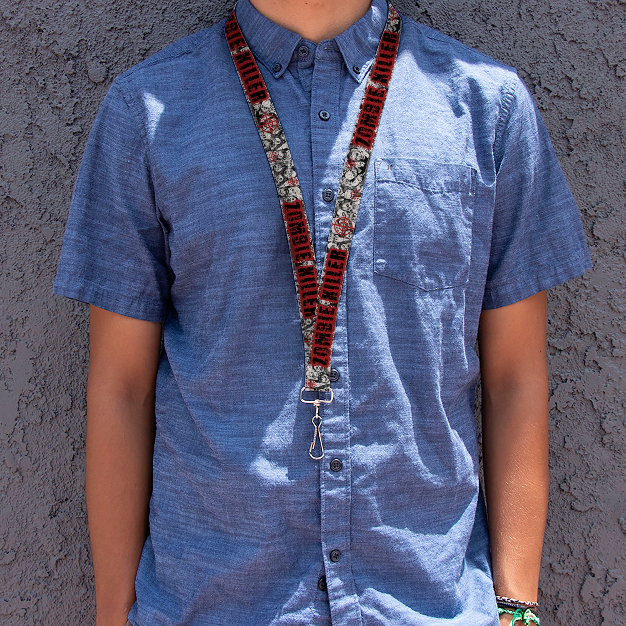 Lanyard - 1.0" - ZOMBIE KILLER w Stacked Zombies Sketch Lanyards Buckle-Down