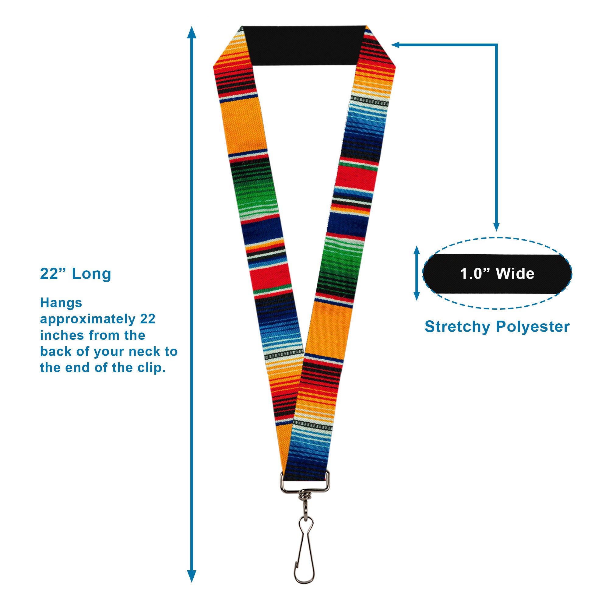Lanyard - 1.0" - Zarape2 Vertical Multi Color Stripe Lanyards Buckle-Down