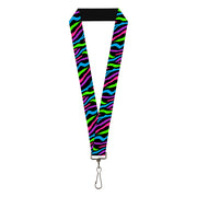 Lanyard - 1.0" - Zebra Black Blue Green Pink Purple Lanyards Buckle-Down