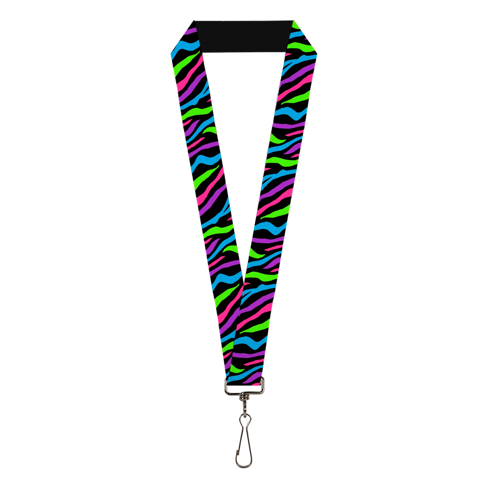 Lanyard - 1.0" - Zebra Black Blue Green Pink Purple Lanyards Buckle-Down