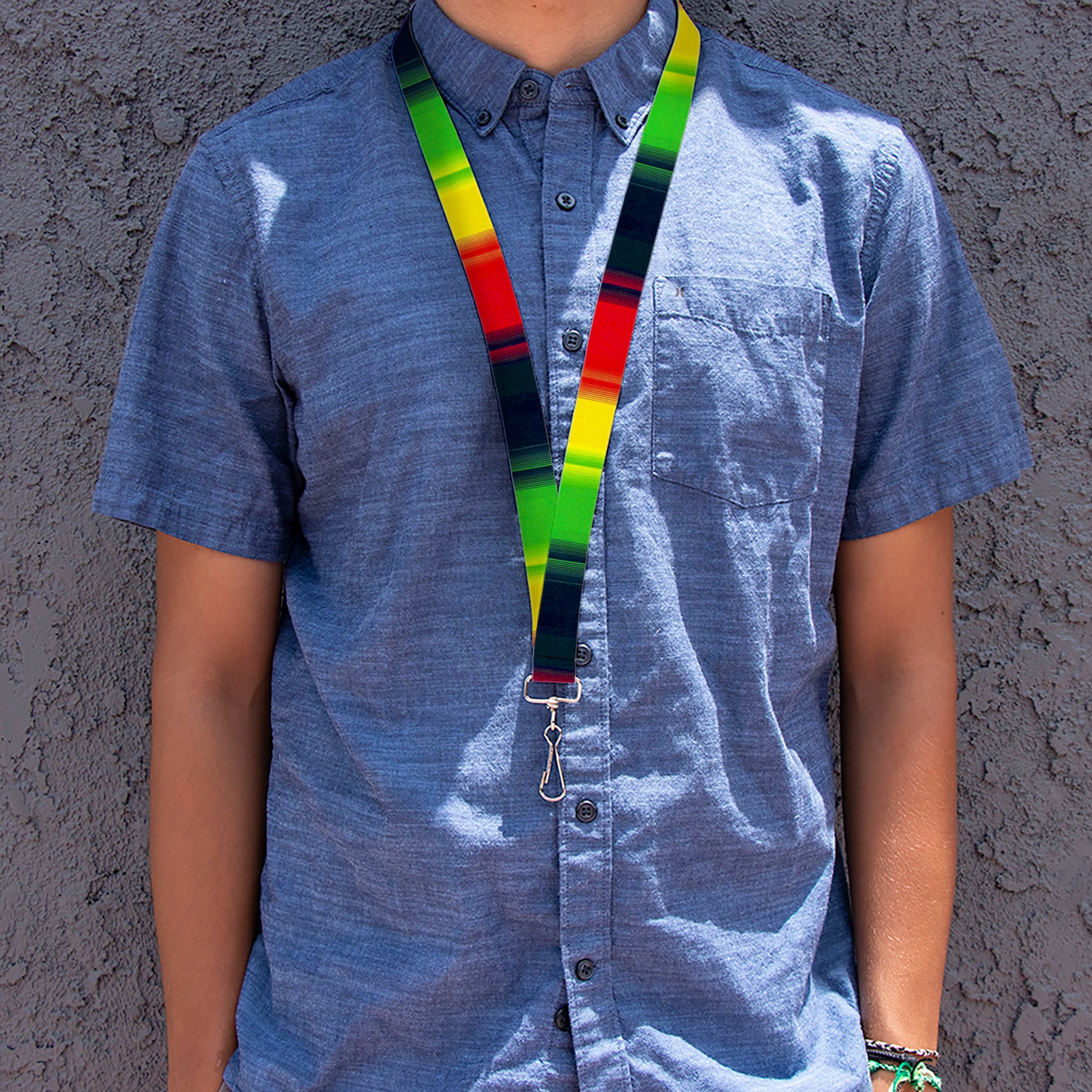 Lanyard - 1.0" - Zarape4 Vertical Rasta Lanyards Buckle-Down