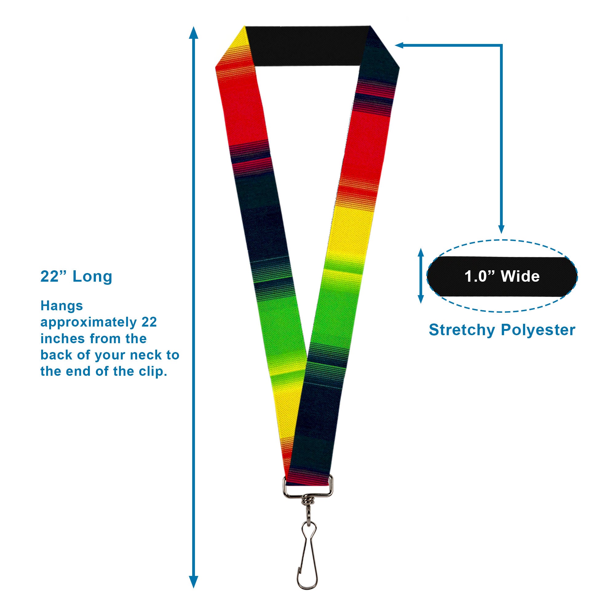 Lanyard - 1.0" - Zarape4 Vertical Rasta Lanyards Buckle-Down