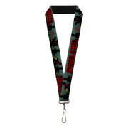 Lanyard - 1.0" - ZOMBIE KILLER Zombie March Green Red Black Lanyards Buckle-Down