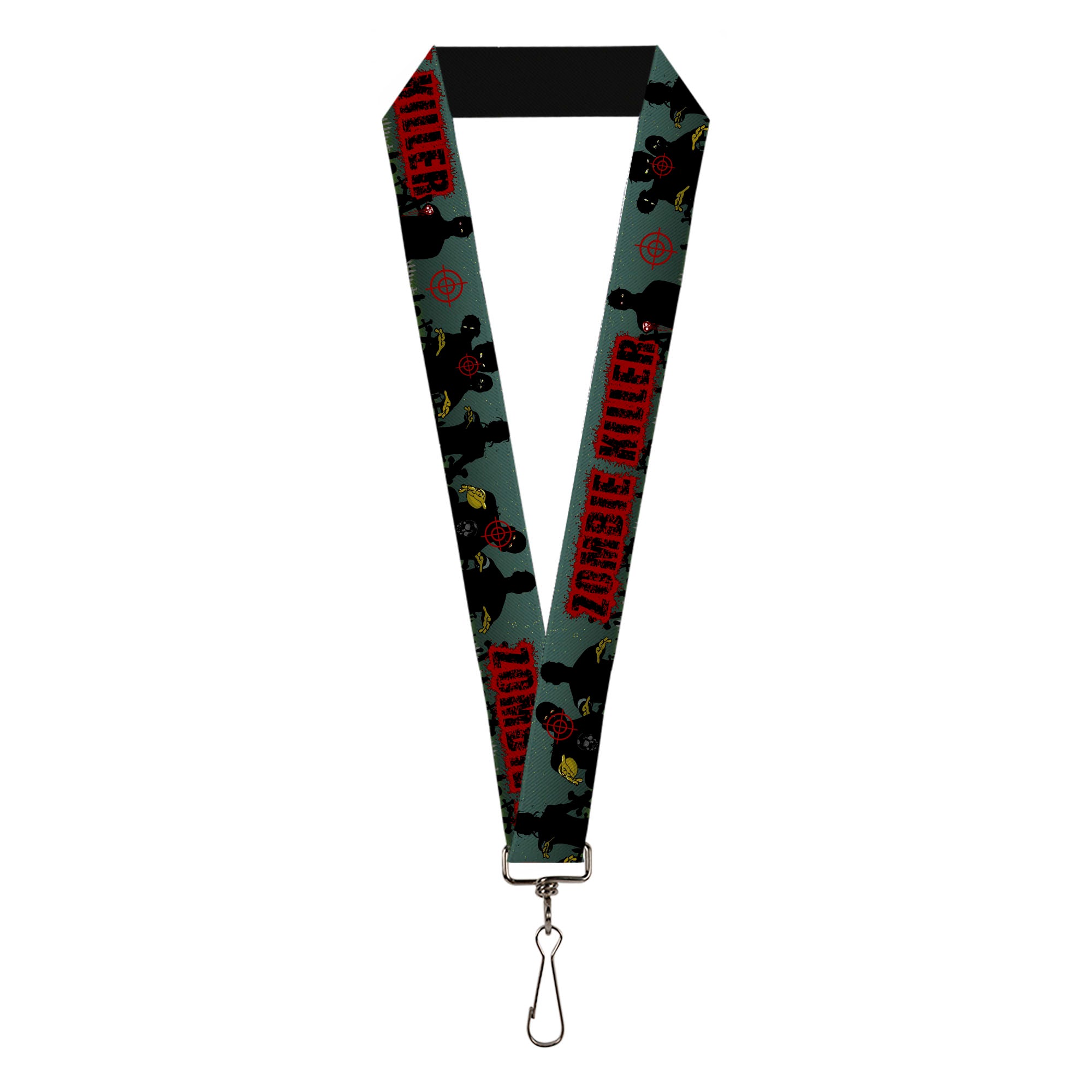 Lanyard - 1.0" - ZOMBIE KILLER Zombie March Green Red Black Lanyards Buckle-Down
