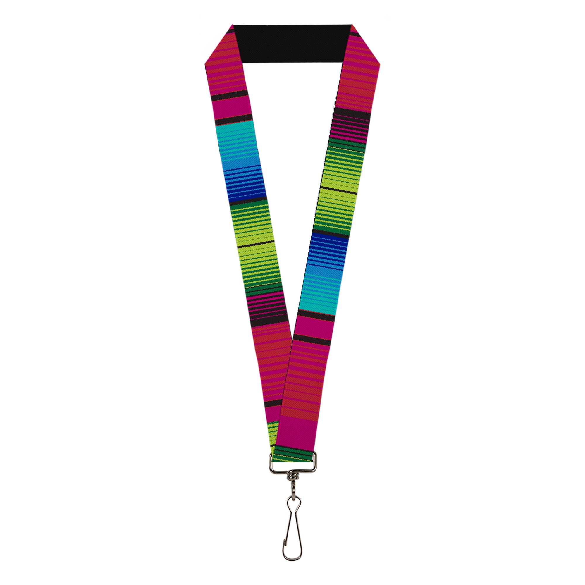 Lanyard - 1.0" - Zarape7 Vertical Pinks Blues Greens Black Lanyards Buckle-Down