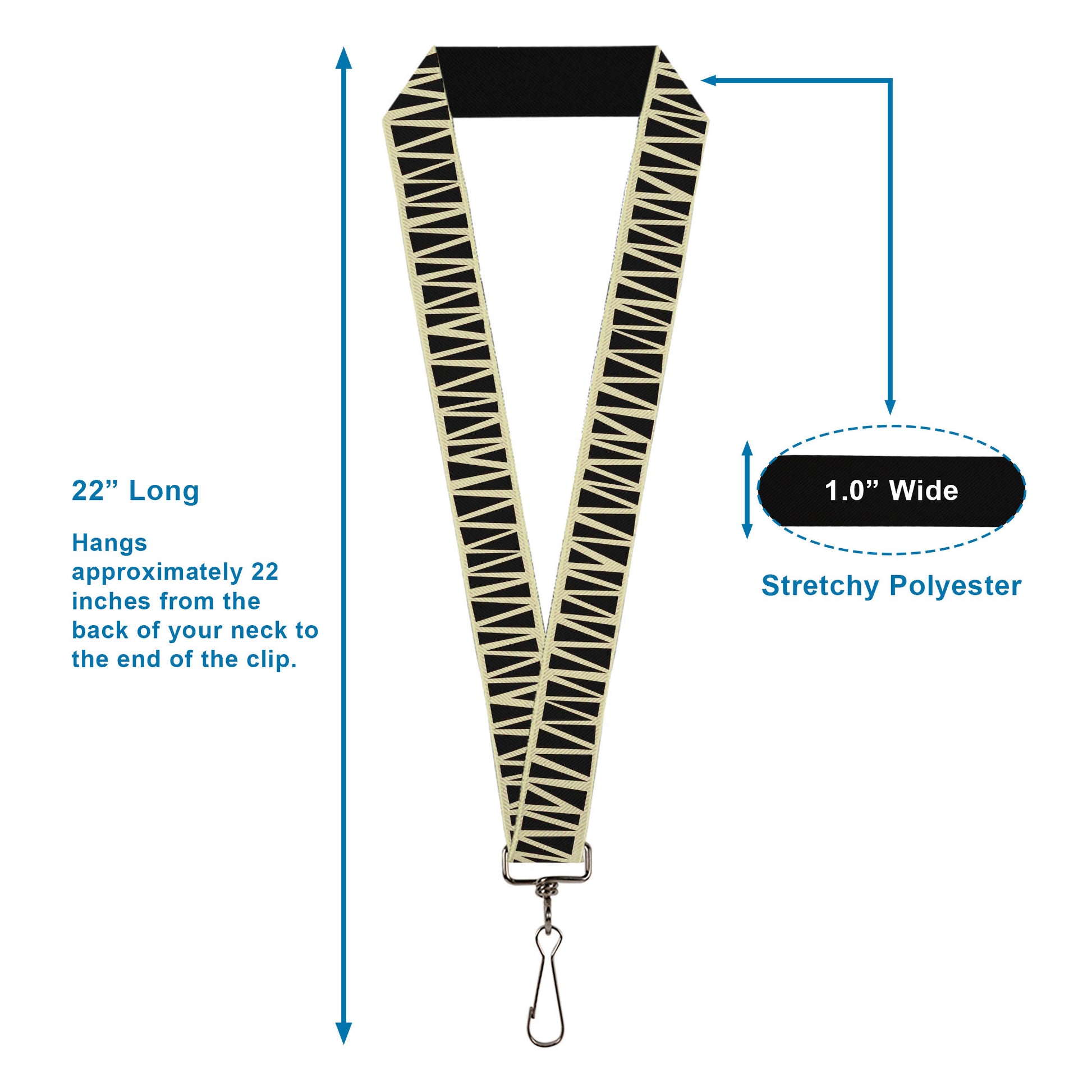 Lanyard - 1.0" - Zig Zag Doodle Cream Black Lanyards Buckle-Down