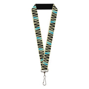 Lanyard - 1.0" - Zig Zag Doodle Cream Black Blues Lanyards Buckle-Down