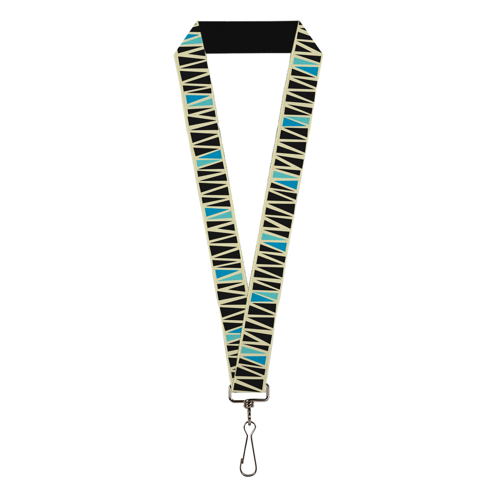 Lanyard - 1.0" - Zig Zag Doodle Cream Black Blues Lanyards Buckle-Down