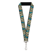 Lanyard - 1.0" - Zig Zag Doodle Black Cream Blues Lanyards Buckle-Down