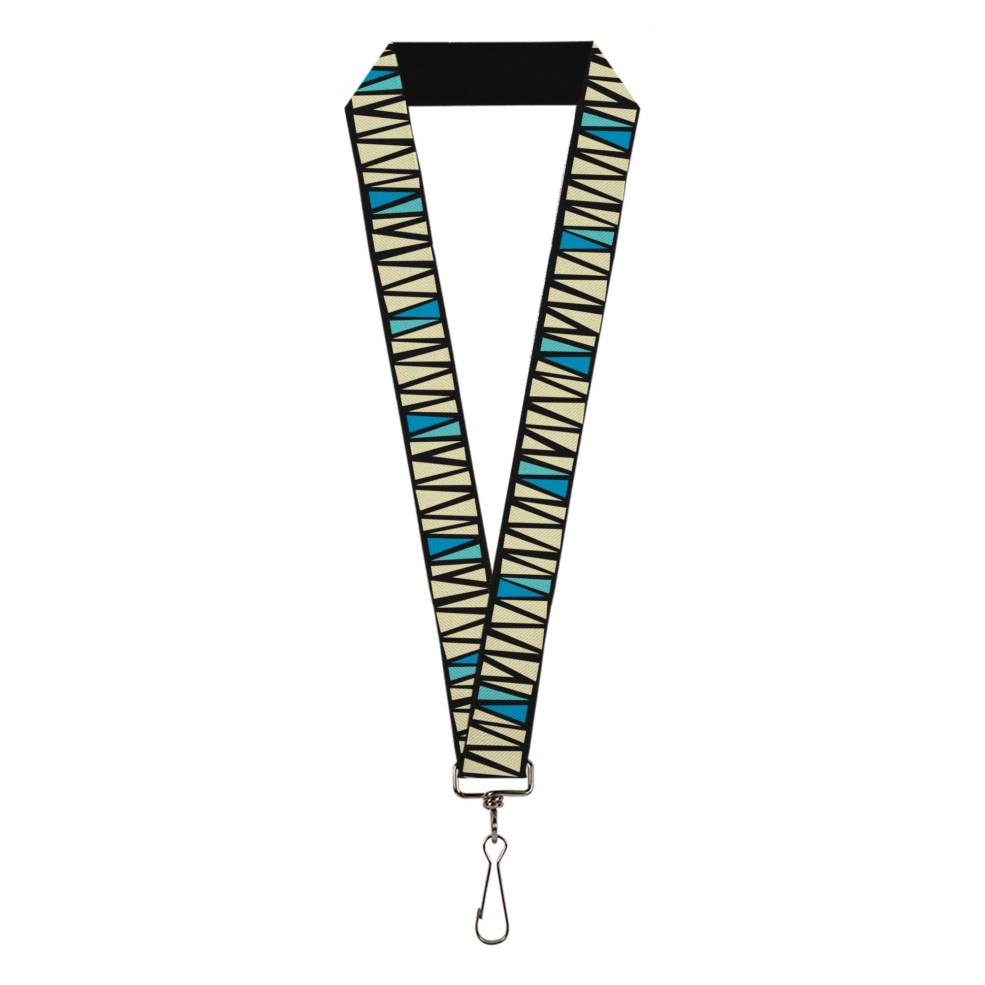 Lanyard - 1.0" - Zig Zag Doodle Black Cream Blues Lanyards Buckle-Down