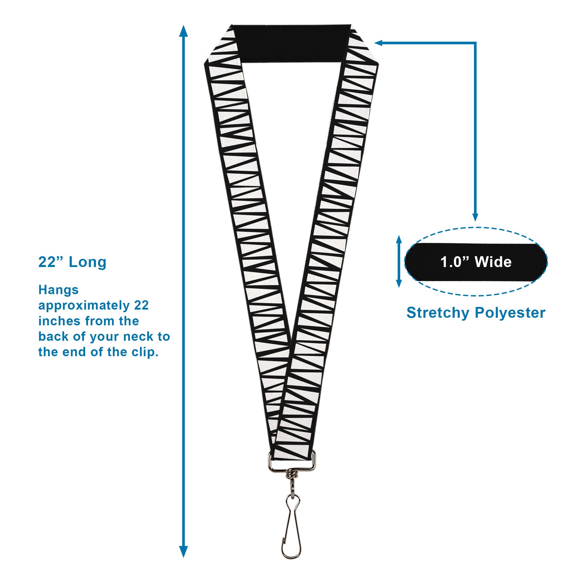 Lanyard - 1.0" - Zig Zag Doodle Black White Lanyards Buckle-Down