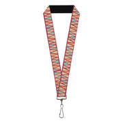 Lanyard - 1.0" - Zig Zag Doodle Red Tan Blues Orange Lanyards Buckle-Down