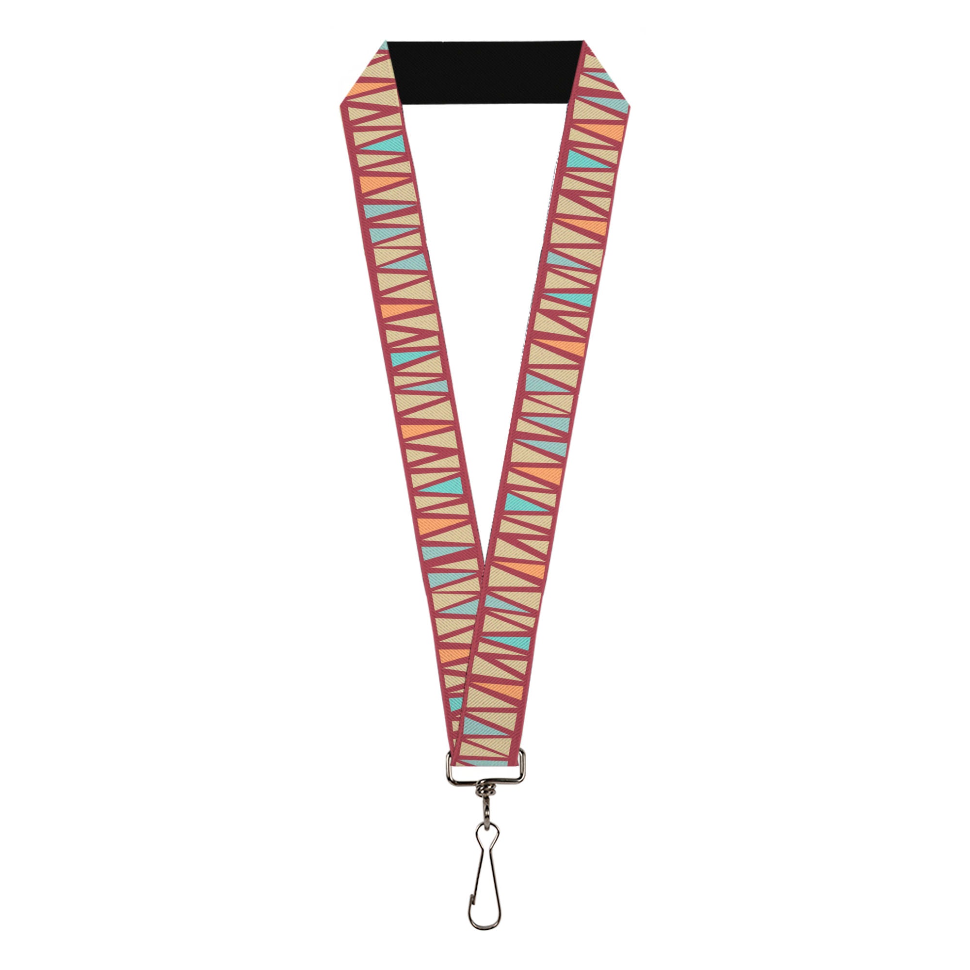 Lanyard - 1.0" - Zig Zag Doodle Red Tan Blues Orange Lanyards Buckle-Down