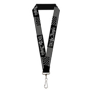 Lanyard - 1.0" - Americana Flag WE THE PEOPLE Black White Lanyards Buckle-Down