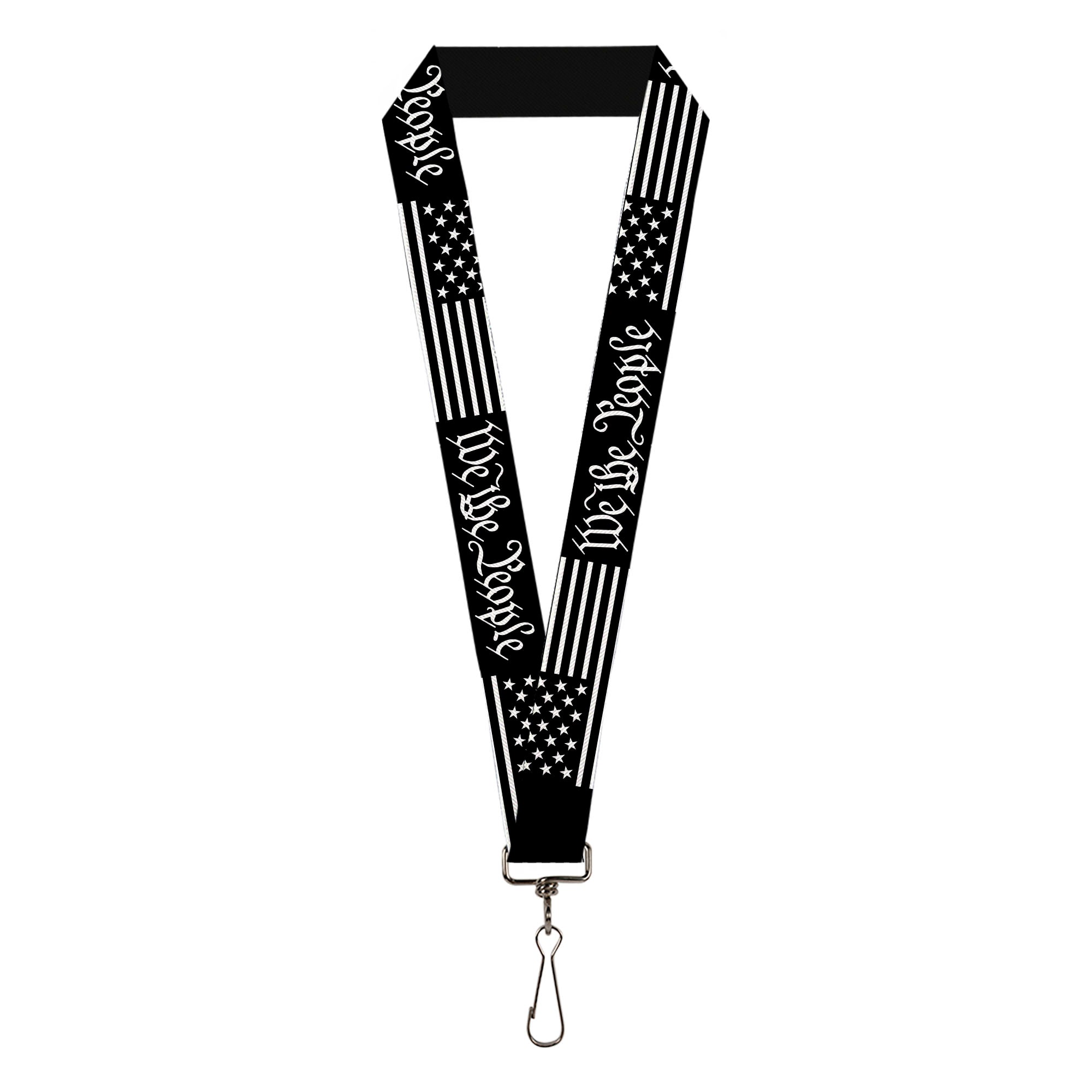 Lanyard - 1.0" - Americana Flag WE THE PEOPLE Black White Lanyards Buckle-Down