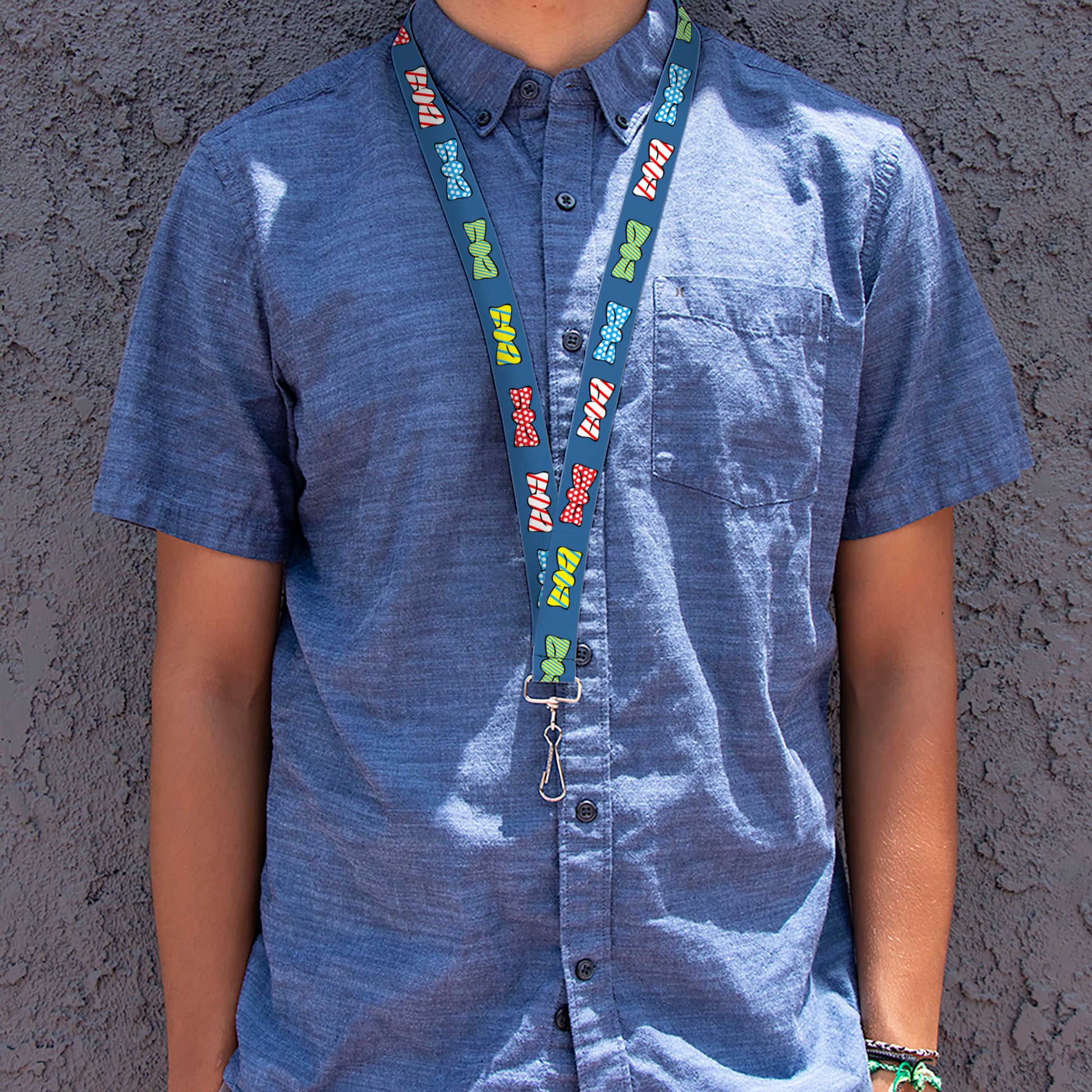Lanyard - 1.0" - Bowties Blue Multi Color Lanyards Buckle-Down
