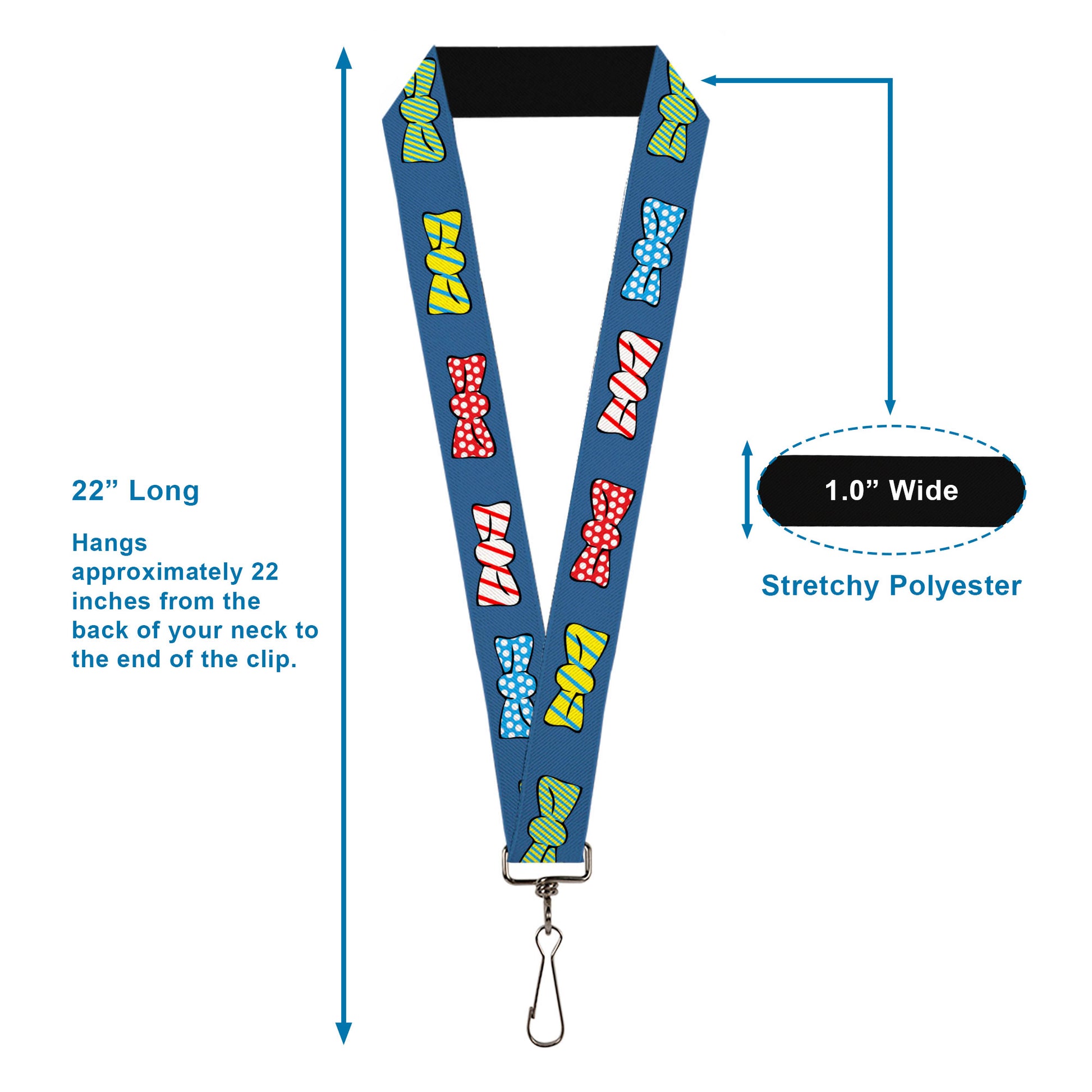 Lanyard - 1.0" - Bowties Blue Multi Color Lanyards Buckle-Down