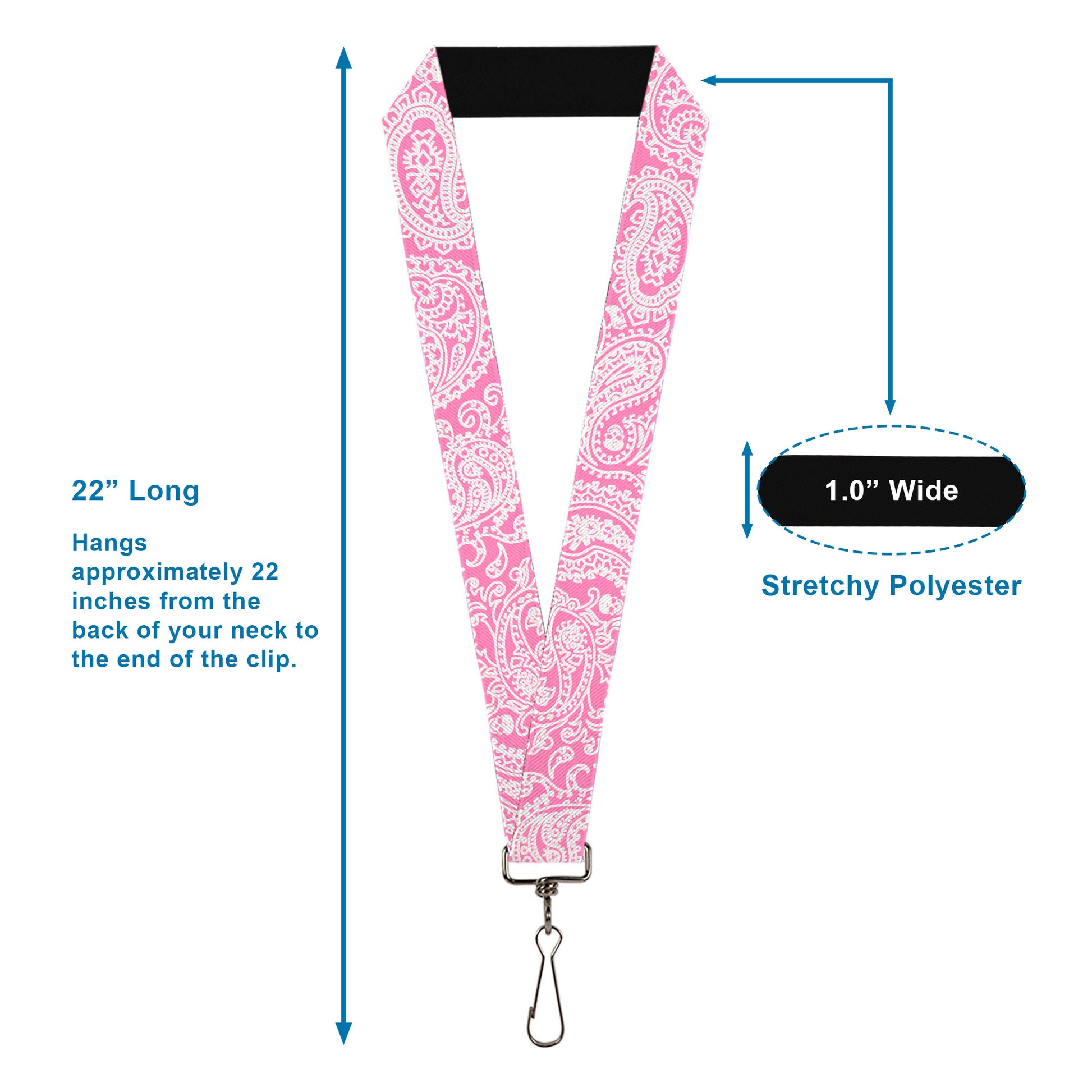 Lanyard - 1.0" - Bandana Skulls Pink White Lanyards Buckle-Down