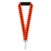 Lanyard - 1.0" - Buffalo Plaid Black Orange Lanyards Buckle-Down