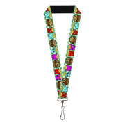 Lanyard - 1.0" - Burger & Fries Cartoon Straight Green Tablecloth Lanyards Buckle-Down