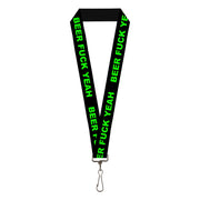 Buckle-Down Lanyard - BEER FUCK YEAH Black/Neon Green Lanyards Buckle-Down