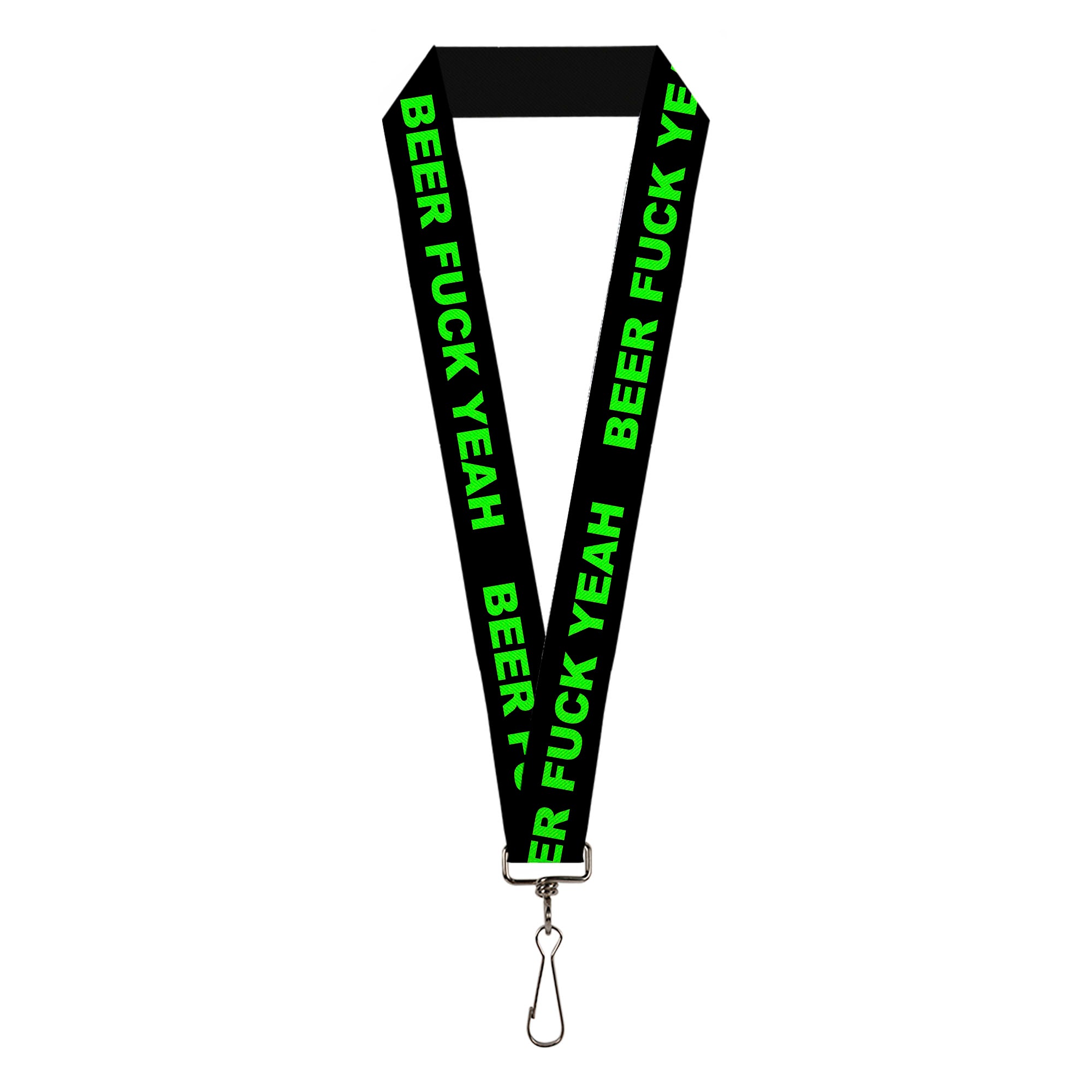 Buckle-Down Lanyard - BEER FUCK YEAH Black/Neon Green Lanyards Buckle-Down