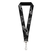 Lanyard - 1.0" - BD AUTHENTIC SEATBELT BELT NY-LA Black White Lanyards Buckle-Down