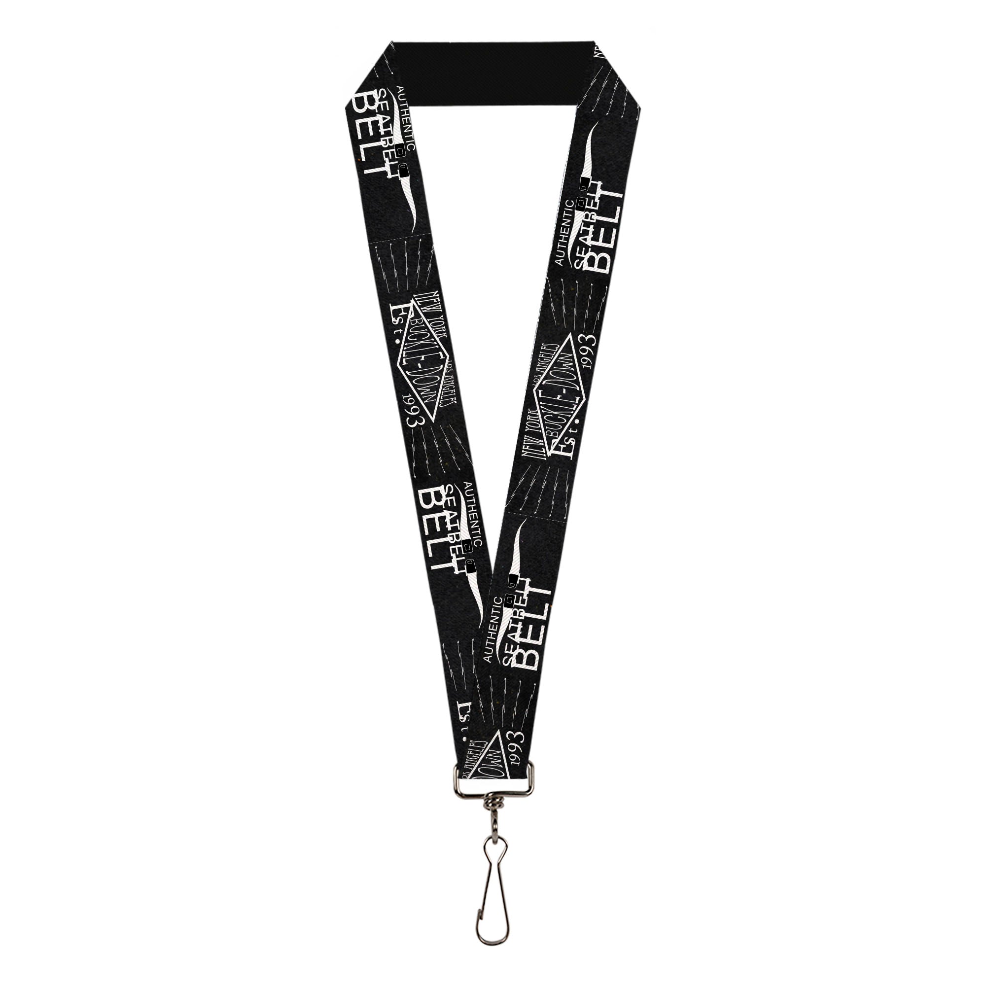 Lanyard - 1.0" - BD AUTHENTIC SEATBELT BELT NY-LA Black White Lanyards Buckle-Down