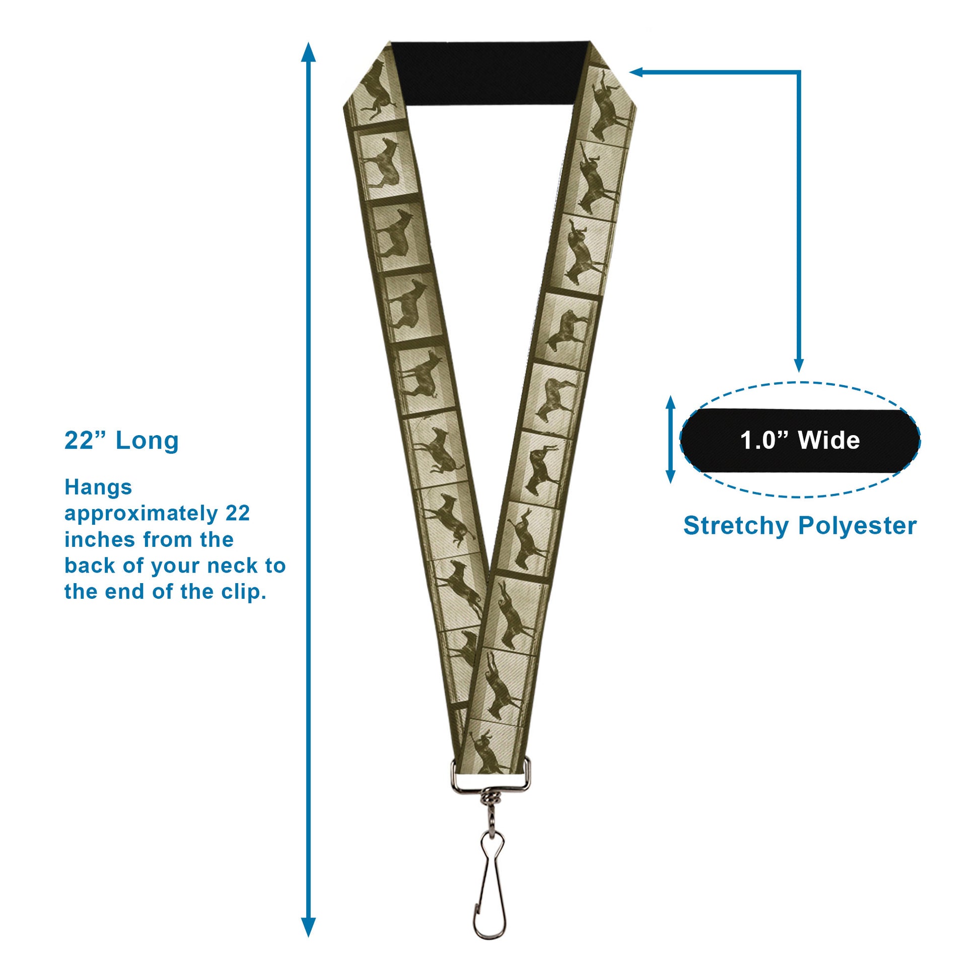 Lanyard - 1.0" - Bucking Donkey Vintage Film Strip Lanyards Buckle-Down