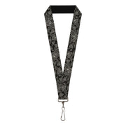 Lanyard - 1.0" - BD Logo Scattered Black Gray Lanyards Buckle-Down