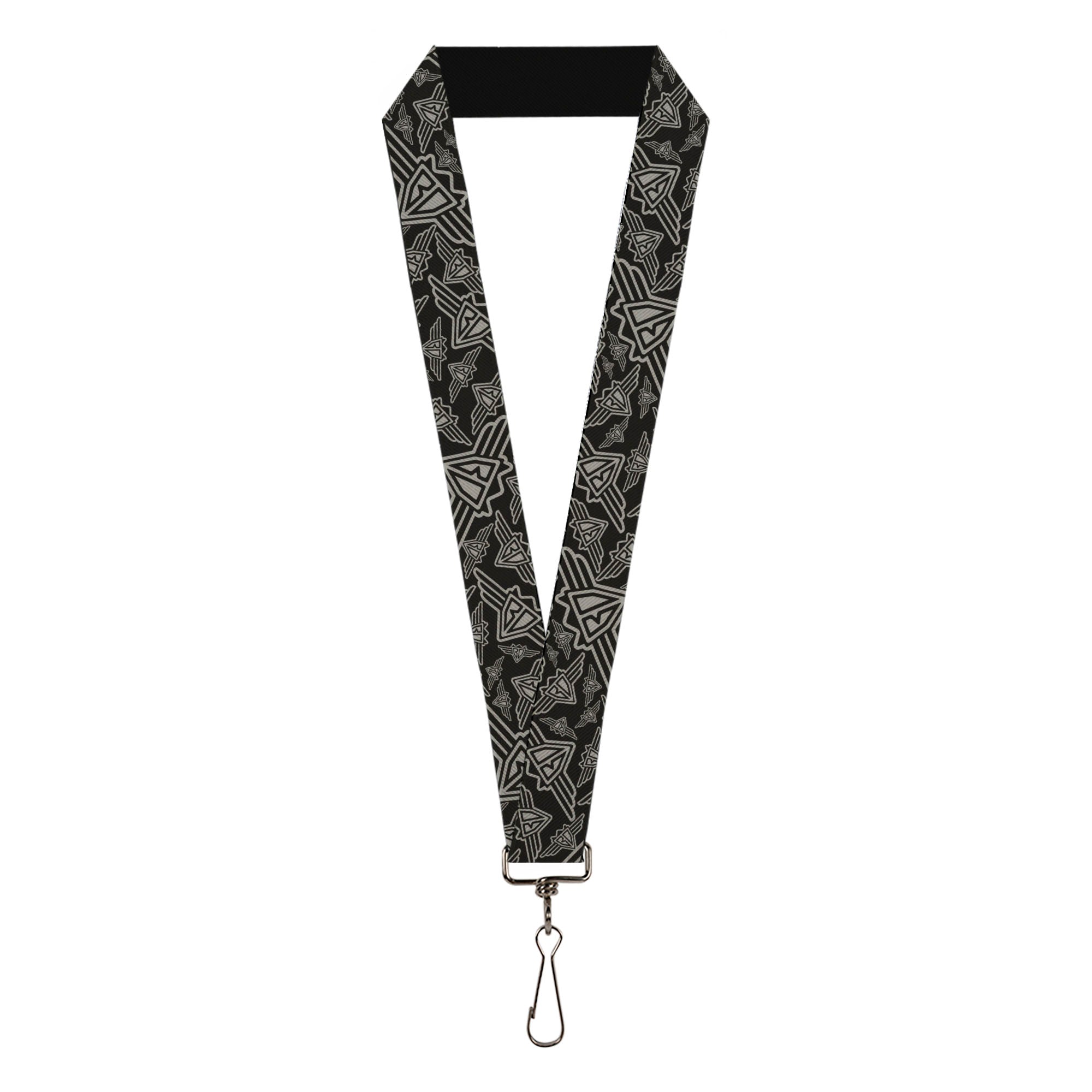 Lanyard - 1.0" - BD Logo Scattered Black Gray Lanyards Buckle-Down