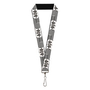 Lanyard - 1.0" - BD Logo American Stripe Flag White Black Lanyards Buckle-Down