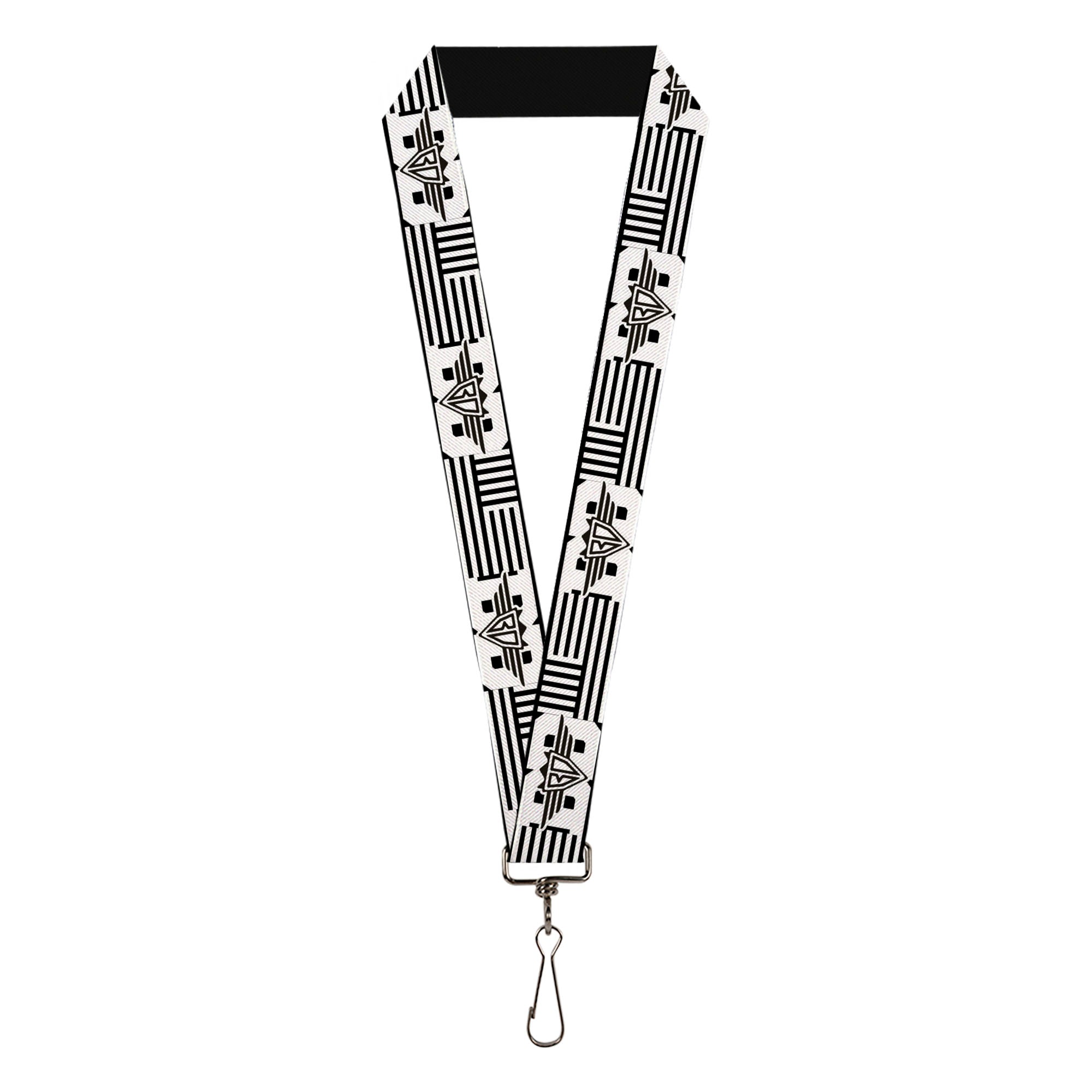 Lanyard - 1.0" - BD Logo American Stripe Flag White Black Lanyards Buckle-Down