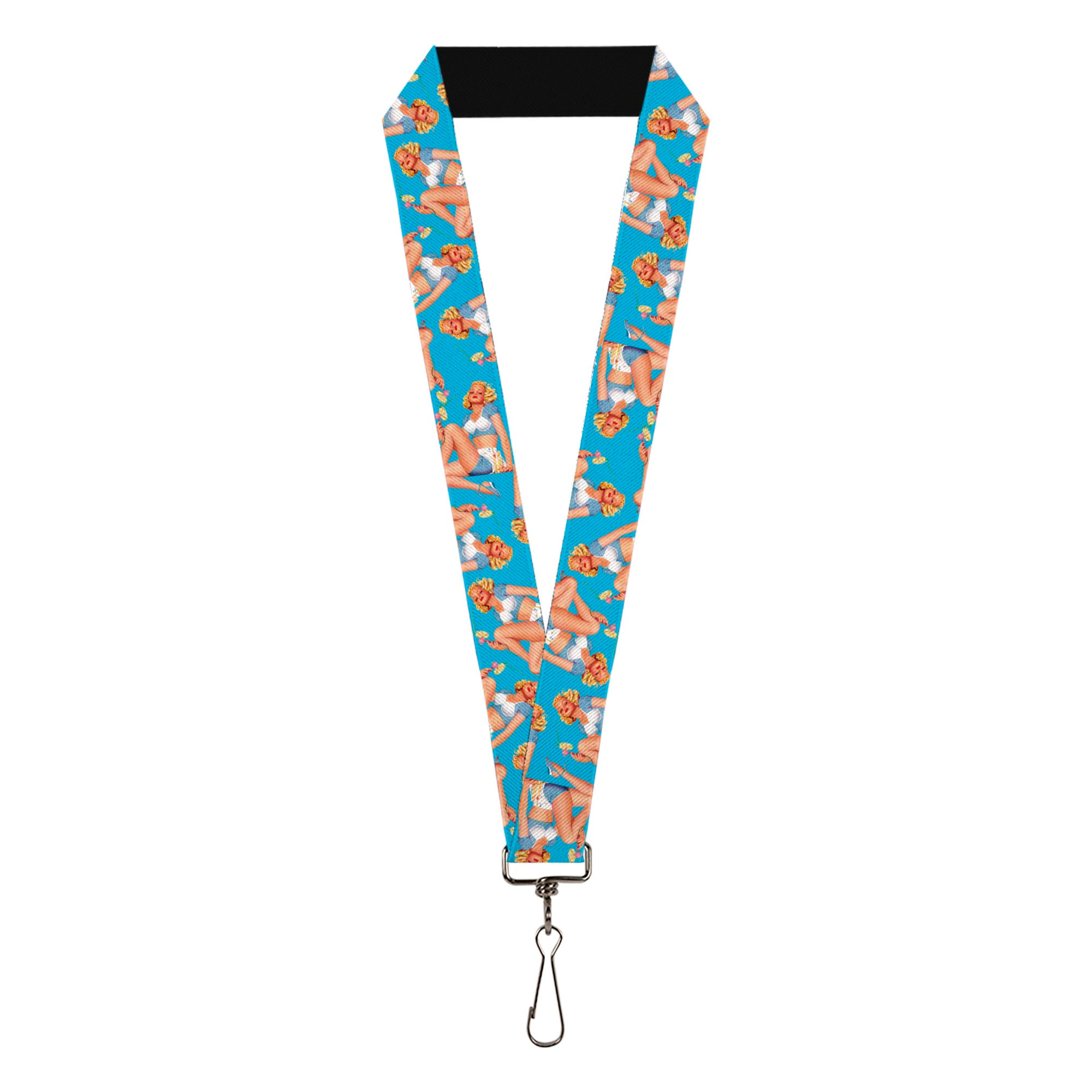 Lanyard - 1.0" - Blonde Pin Up Girl Bright Blue Lanyards Buckle-Down