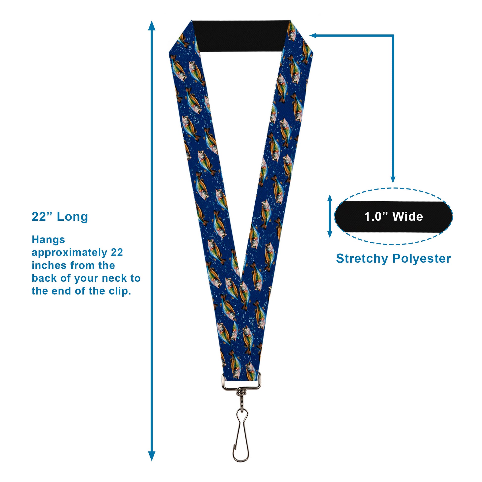 Lanyard - 1.0" - Bass Fish Water Bubbles Lanyards Buckle-Down