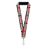 Lanyard - 1.0" - Corset Lace Up w Bow Black Red Lanyards Buckle-Down