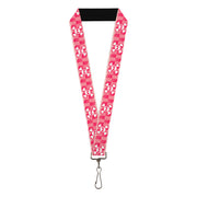 Lanyard - 1.0" - Cute Skulls w Checkers Pinks White Lanyards Buckle-Down