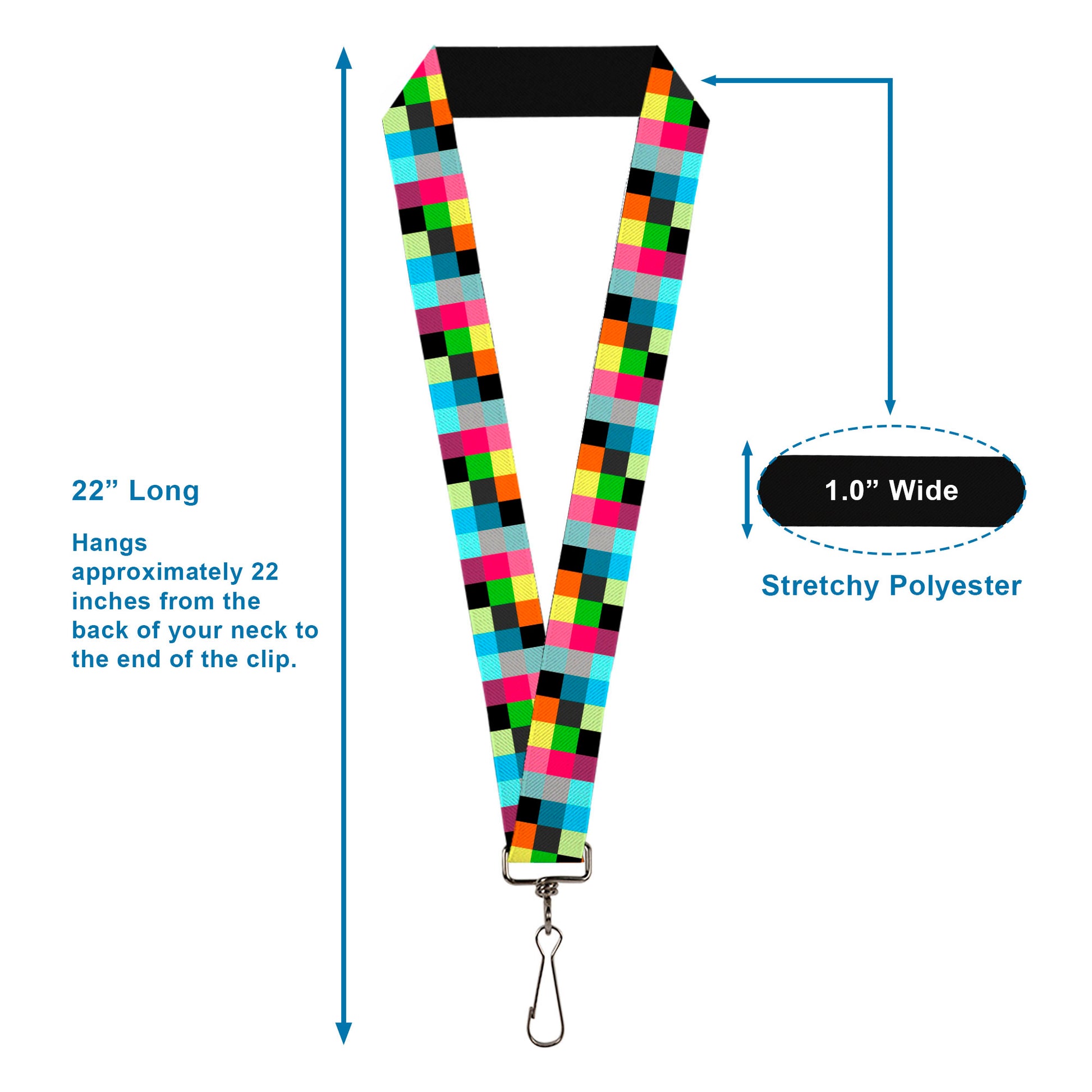 Lanyard - 1.0" - Checker Bright Pastel Lanyards Buckle-Down