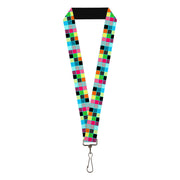 Lanyard - 1.0" - Checker Bright Pastel w Outline Lanyards Buckle-Down