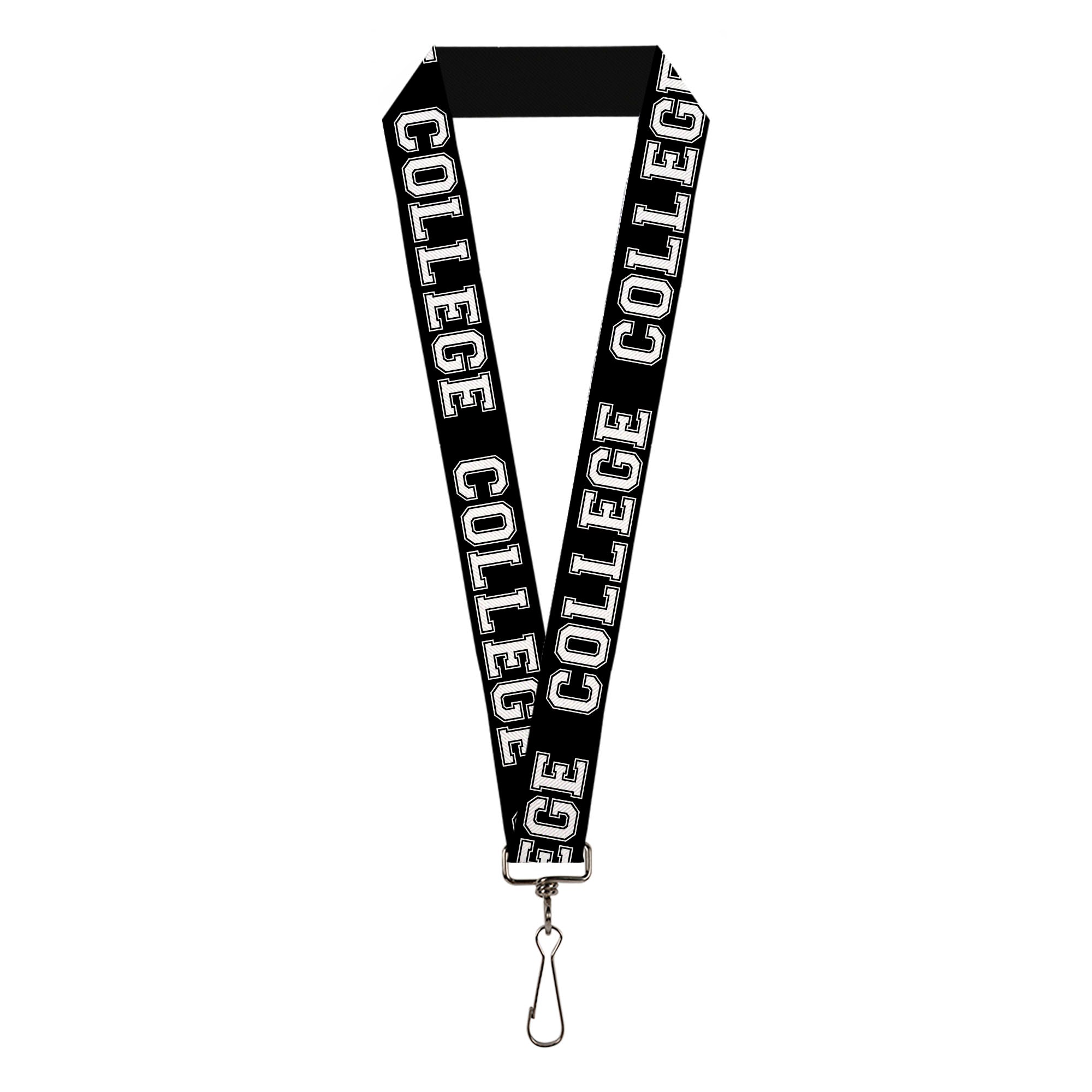 Lanyard - 1.0" - COLLEGE Black White Lanyards Buckle-Down