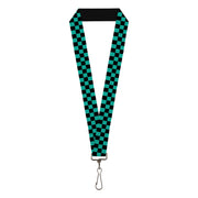 Lanyard - 1.0" - Checker Black Teal Lanyards Buckle-Down