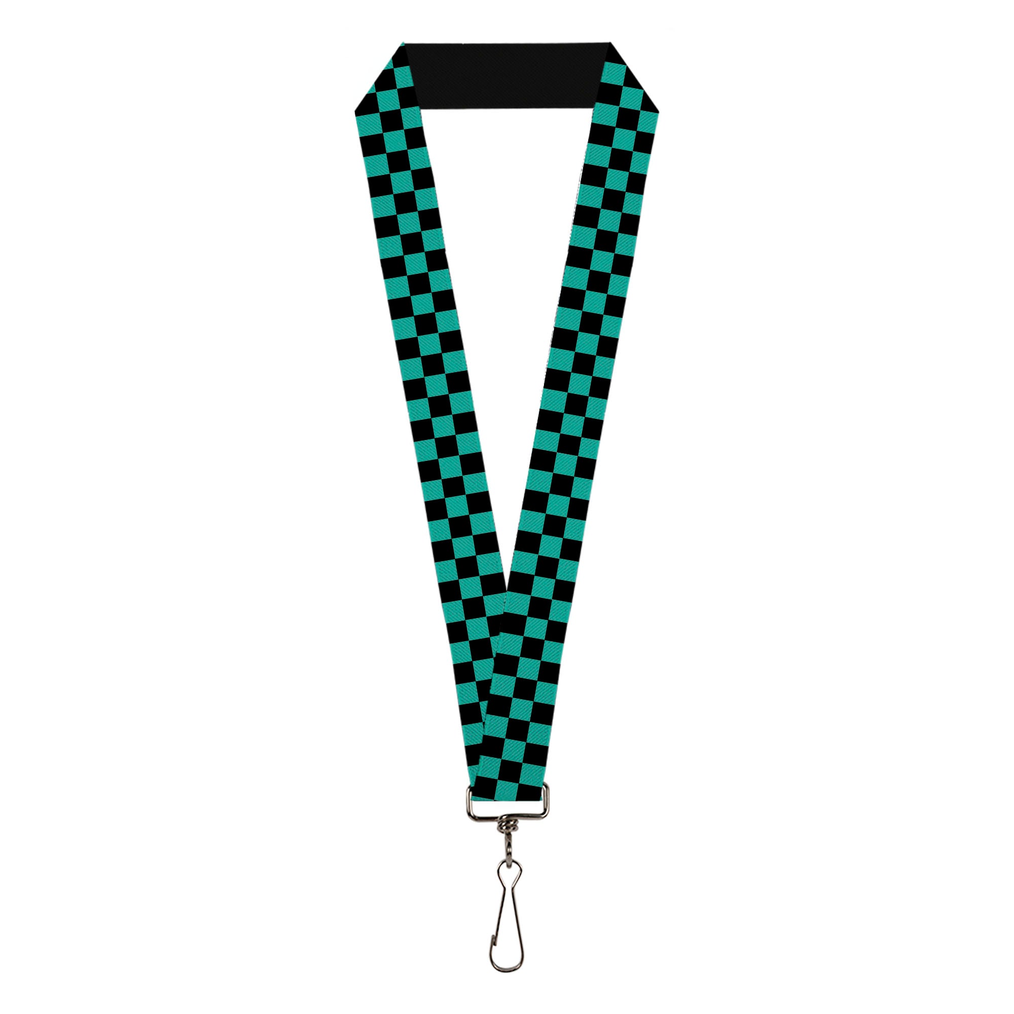 Lanyard - 1.0" - Checker Black Teal Lanyards Buckle-Down