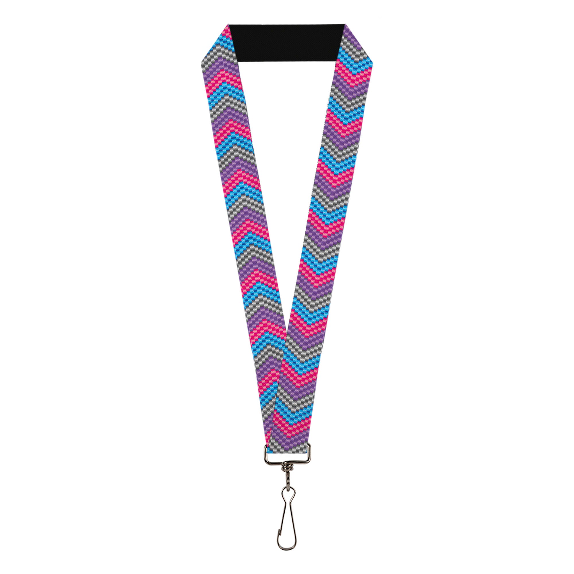 Lanyard - 1.0" - Chevron Weave Gray Lavender Pink Baby Blue Lanyards Buckle-Down
