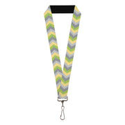 Lanyard - 1.0" - Chevron Weave Grays Yellow Green Lanyards Buckle-Down