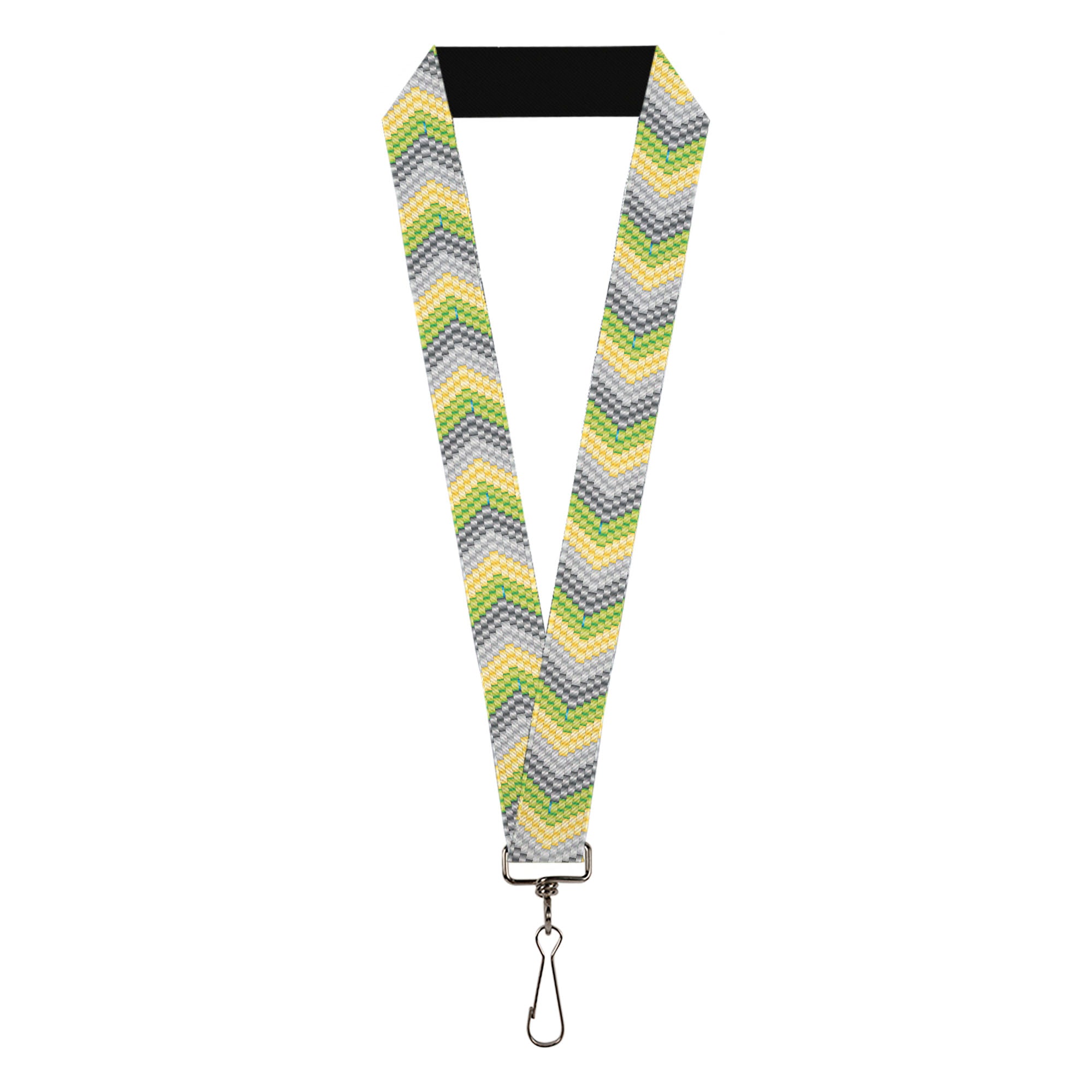 Lanyard - 1.0" - Chevron Weave Grays Yellow Green Lanyards Buckle-Down