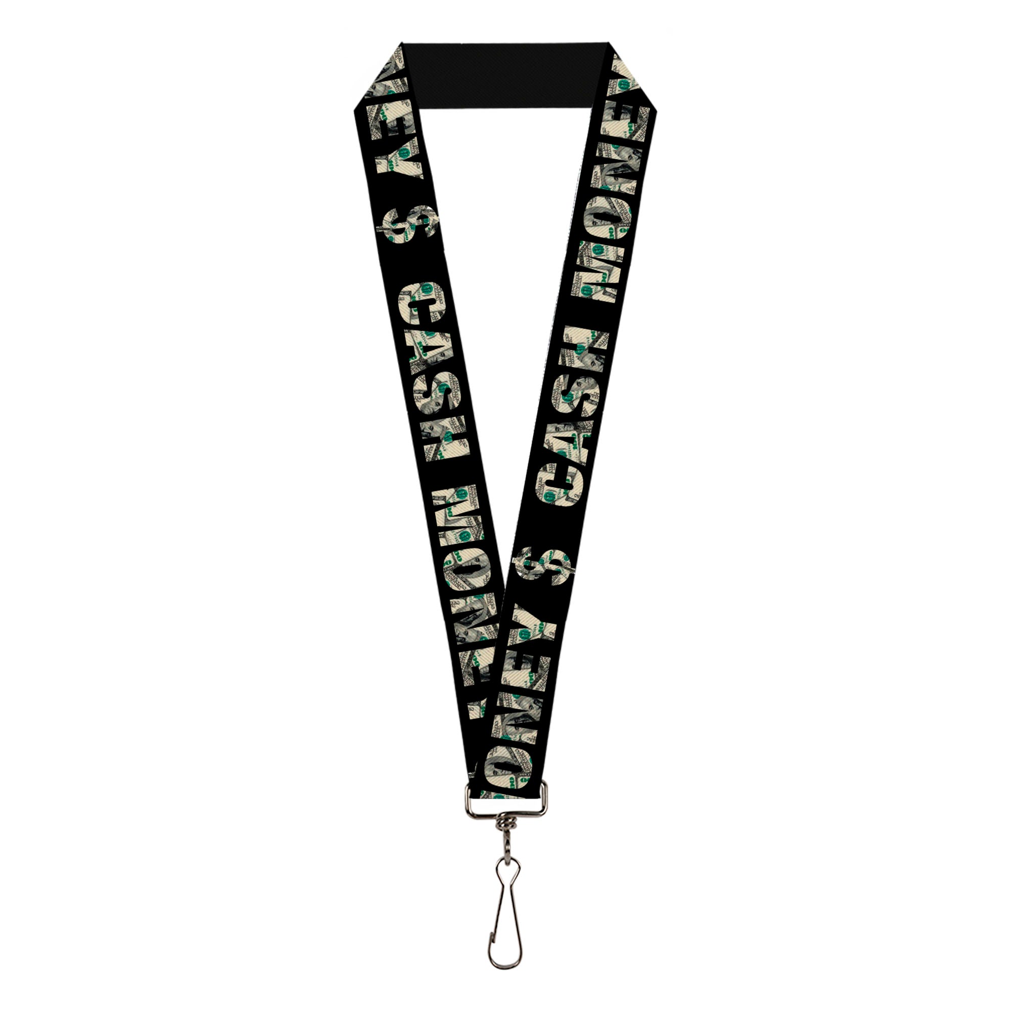 Lanyard - 1.0" - CASH MONEY $ Black Dollars Lanyards Buckle-Down